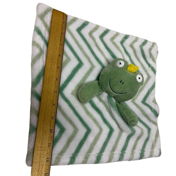 SL Home Fashions Baby Lovey Green Frog Prince Chevron Fleece Lovie - Picture 4 of 6